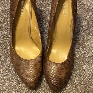 Brown Snake Print Heels